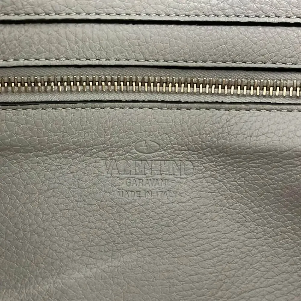 Valentino Garavani Rock Studs 2-Way Bag Handbag Gray Gold Leather Hardware